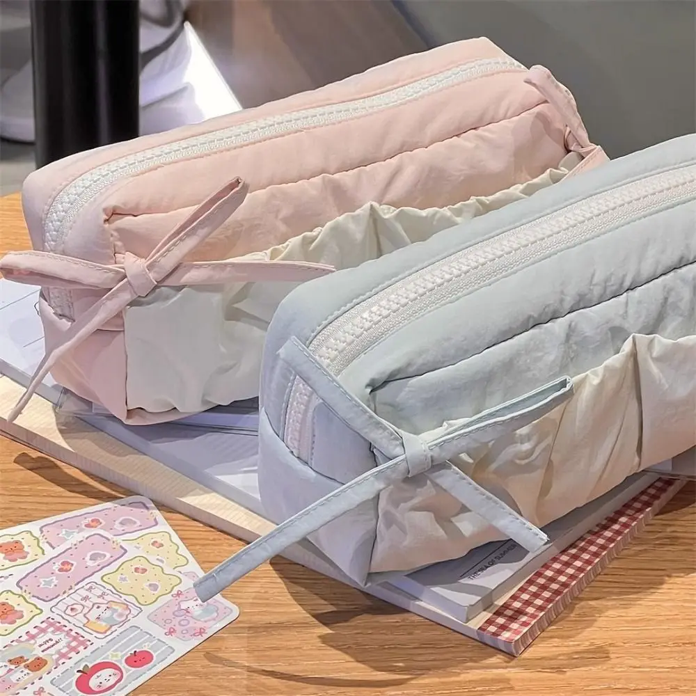 

Large Capacity Candy Colored Pencil Bag Dopamine Portable Stationery Storage Bag Bowknot Fashion Pencil Case Students