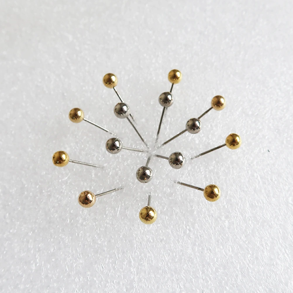 

200pcs 6mm Round Ball Shape Positioning Pin Clothing Map Nail DIY Push Map Tacks for Whiteboard Fabric Making (Gold and Silver T