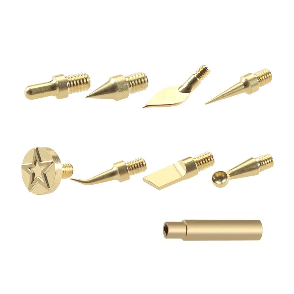 9PCS Heat Insert Nut Iron Tip Hot Melt Heat Set Insert Tool Soldering Iron Tip 3D Printing Modify Finishing Brass Thread Embed