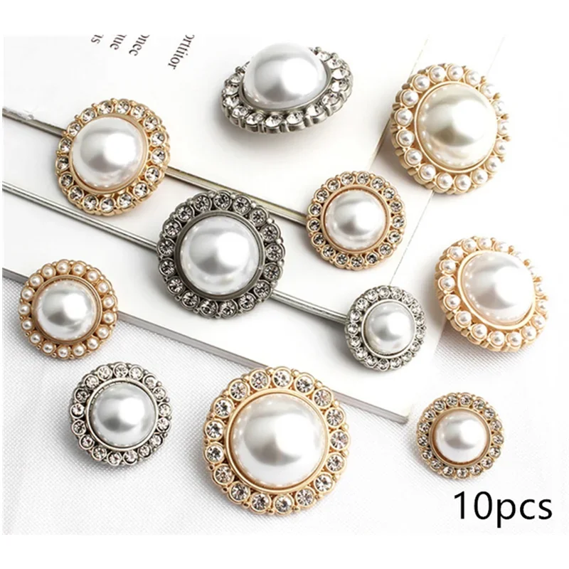 Botões decorativos elegantes para vestuário, Material de costura DIY, Botões de blusa para roupas, 15mm, 20mm, 25mm, 10PCs