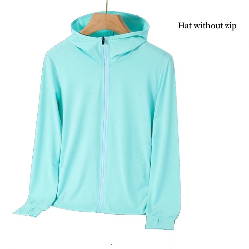 Ice Silk Sun Protection Clothing Woman Outfits Long-Sleeved Anti-UV Breathable 2023 Summer New Outdoor Cycling Running Hooded