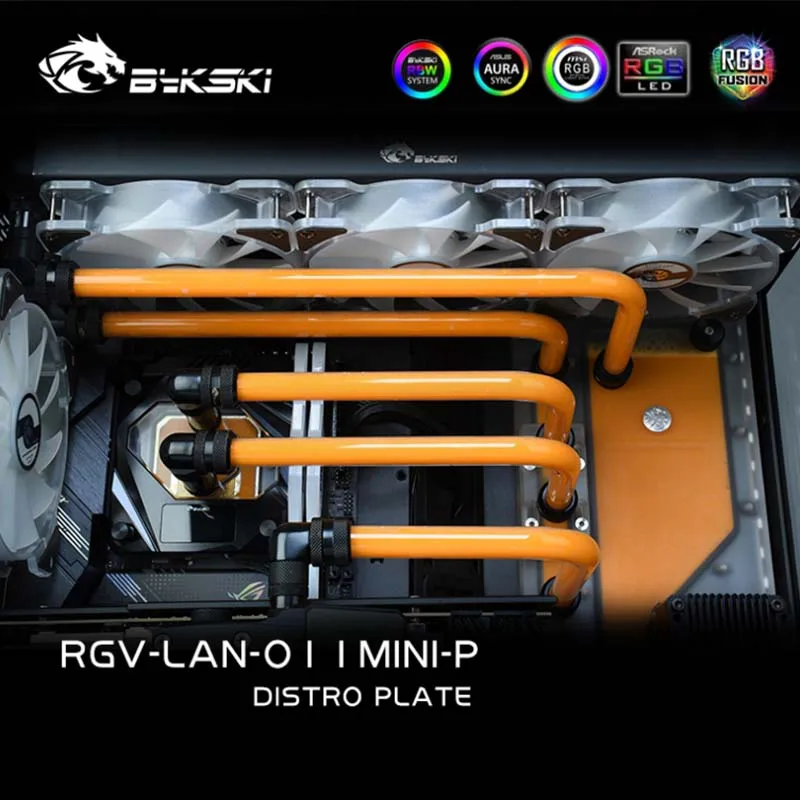 Imagem -04 - Bykski Sistema de Resfriamento Água Placa Hidrovia para Lianli O11 Mini Computador Case para Cpu Gpu Bloco Apoio Ddc Bomba Rgb