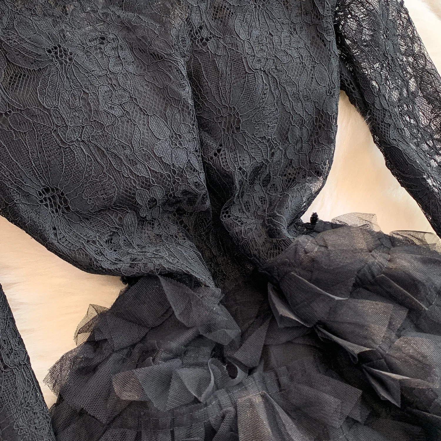 Vestido de fiesta Sexy y elegante de manga larga con encaje ajustado y cuello redondo, vestidos de ceremonia de moda coreana para mujer