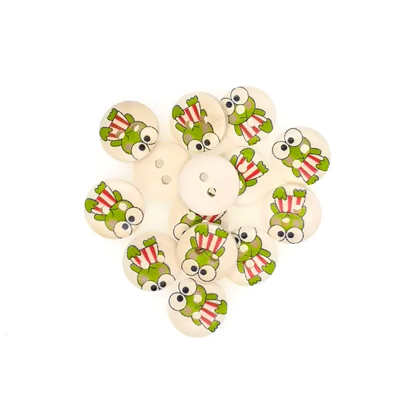 15mm Wooden Buttons Scrapbook 2-Holes Frog B20514 sewing accessories craft supplies sewing buttons embellishments for clothing