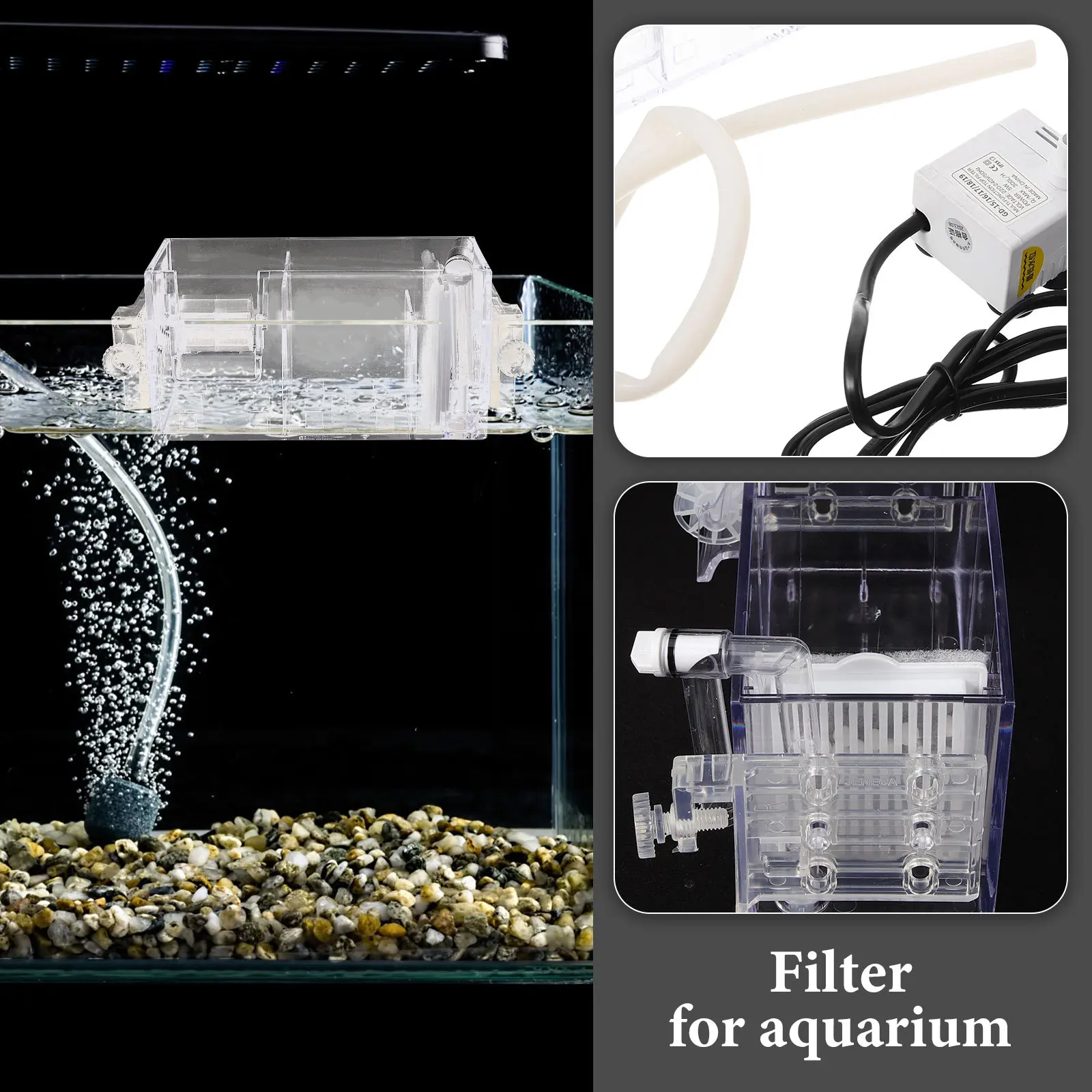 

1Set Aquarium Filtration Box Acrylic Filter Fish Tank Purifier Oxygen Pump Cleaner Transparent Water Box Filter for Aquarium
