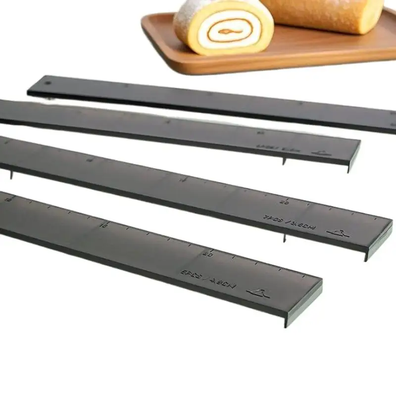 4Pcs Biscuit Cake Cutting Roll Scale Ruler Cake Roll Ruler Uniform Division Molds Pastries Bakings Kitchen Dessert Making Tool