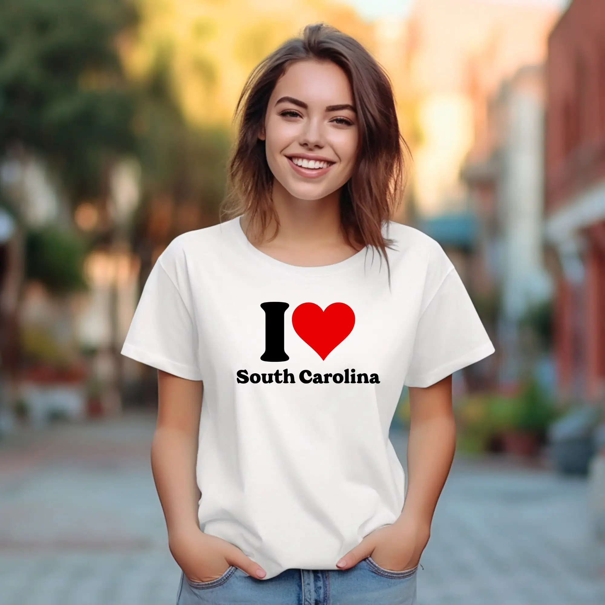 I Love Sc Heart T Shirt South Carolina Symbol Top Palmetto State Souvenir Tourist Pride