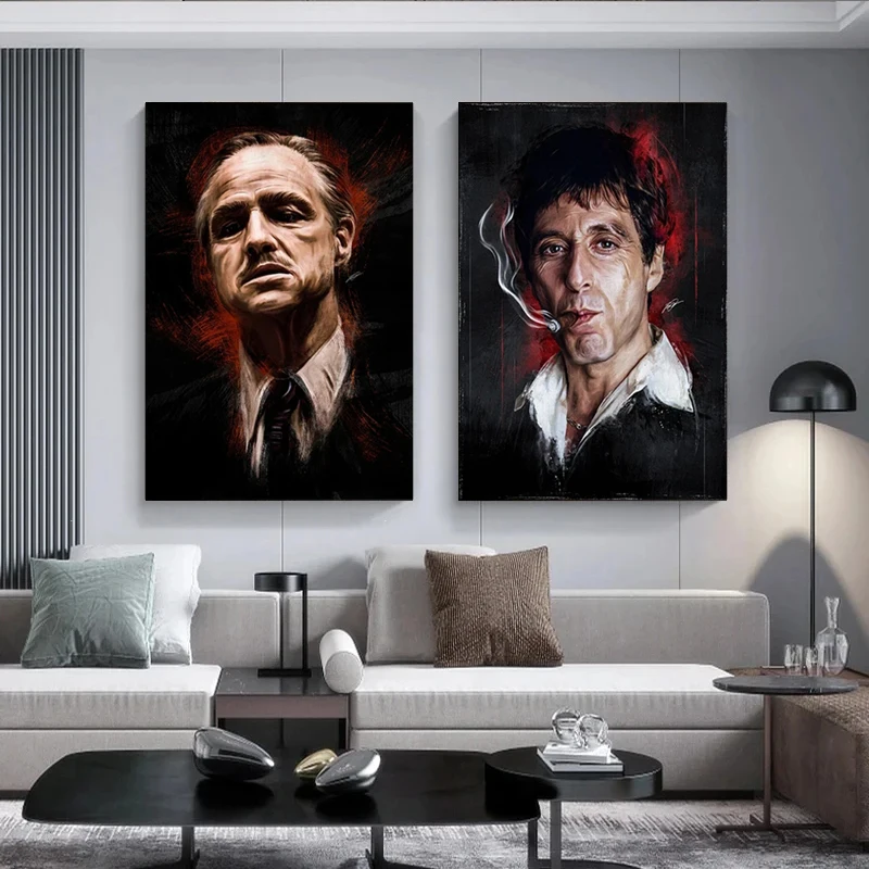 Tony Montana Scarface Canvas Painting Godfather Poster Print Home Decor Modern Wall Art Picture for Living Room Decoration Mural