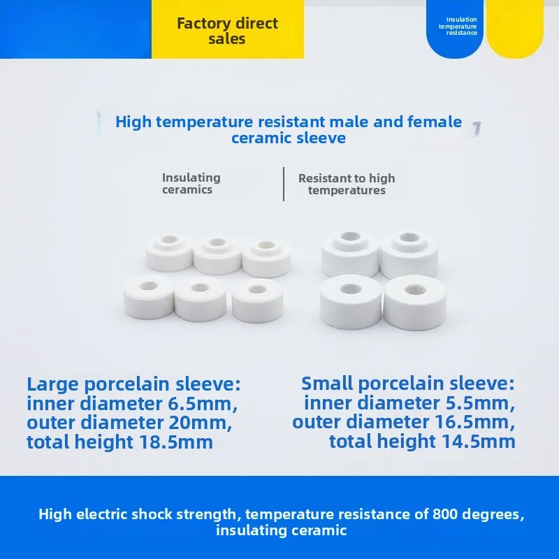 

10pcs Alumina ceramic male and female sleeves, high temperature resistant ceramic sleeves, insulating washers D