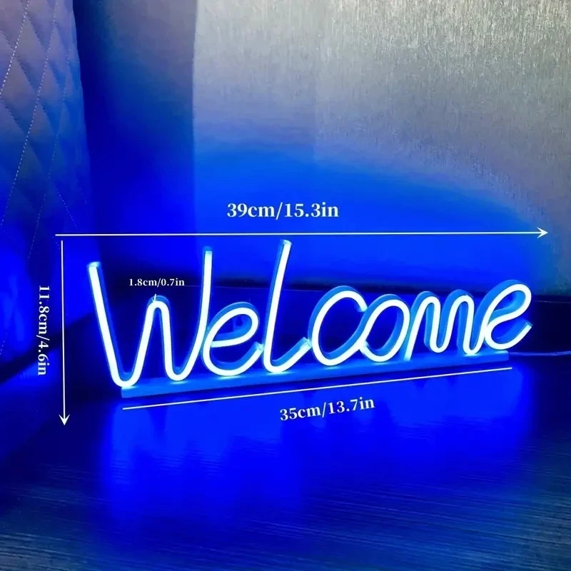 Welcome Neon Sign Welcome LED Neon Light Wall Art Sign Light up Light for Business Storefront Home door Window Glass Door Decor