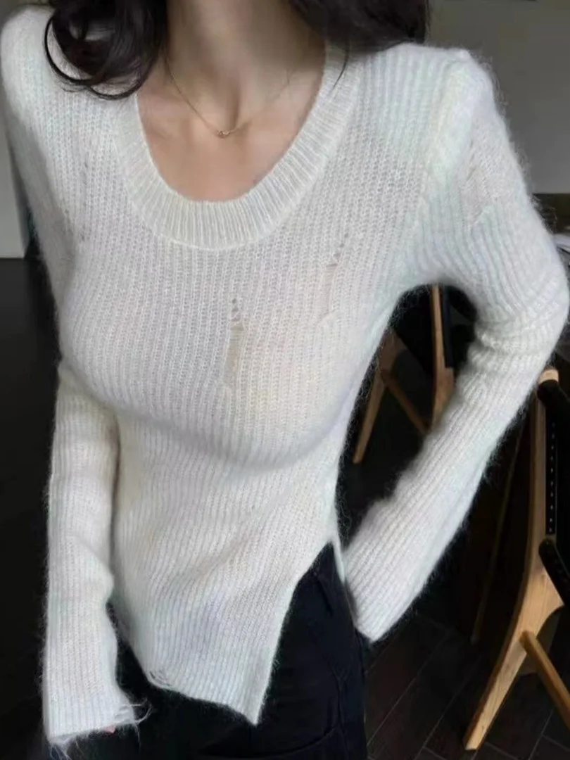 

Women's Knitted Slim Fit ort Sve Top with Waist Cinching And Long Sve Innerwear for Autumn And Winter Faionable Com...