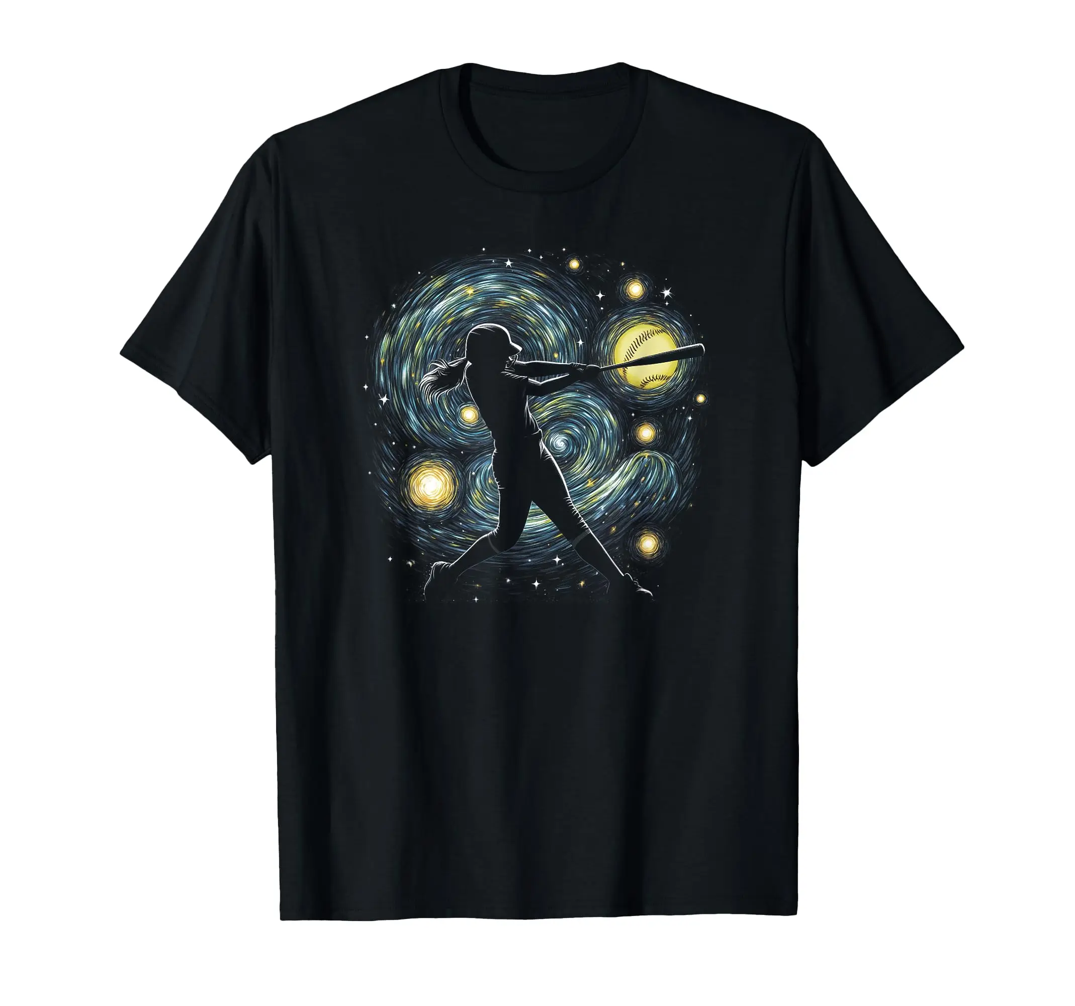 

Abstract Fastpitch Softball Hitting Softball into the Stars T-Shirt