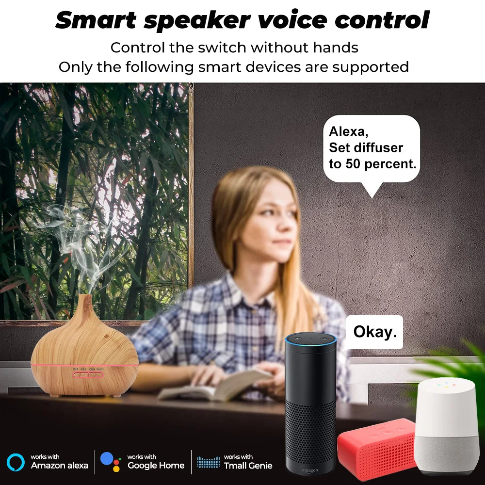 Tuya Wifi Luftbe feuchter ätherisches Aroma Öl Diffusor Smart Home Luftbe feuchter Nebel Maker Ultraschall für Smart Life Alexa Google