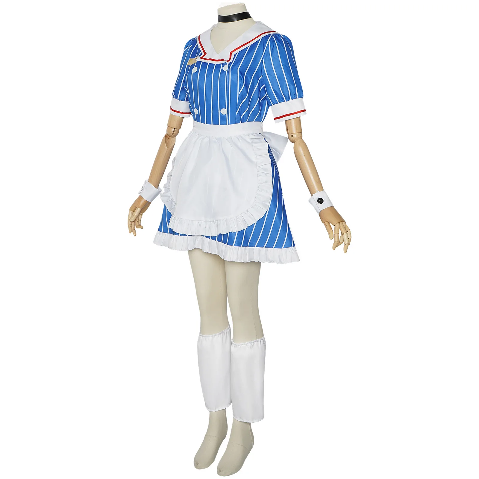 Anime Mesmerizer Cosplay Kostüme Perücke Anime Uniform Damen Gestreiftes Dienstmädchenkleid Hut Schürze Anzug Halloween Anime Rollenspiel Karneval – Detail 9