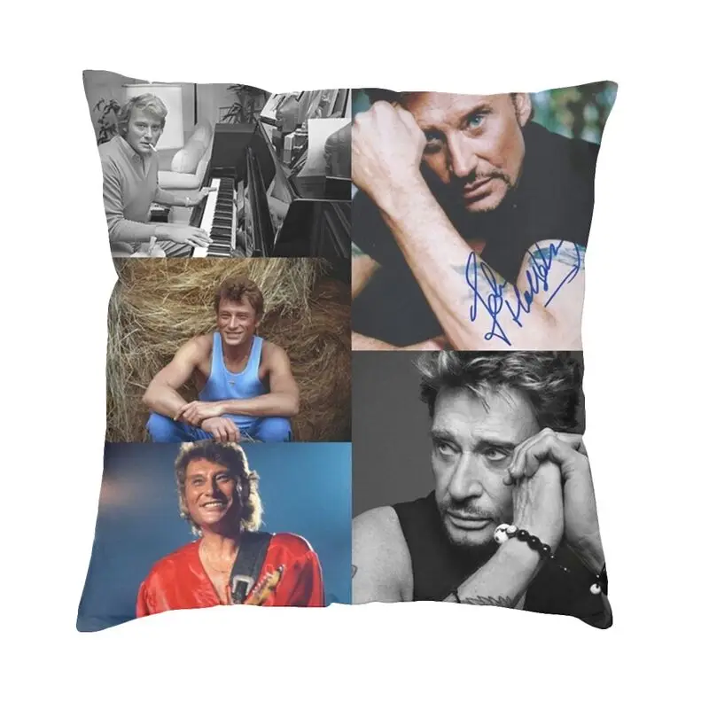 Luxury French Rock Singer Johnny Hallyday Cushion Cover Polyester Throw Pillow Case Home Decor Pillowcase