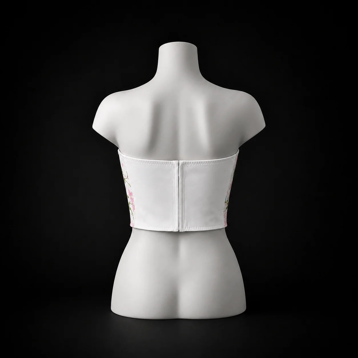 White Floral Corset Top Women's Embroidered Strapless Bustier Women Sweetheart Neck Form Fitting Cropped Tube Top