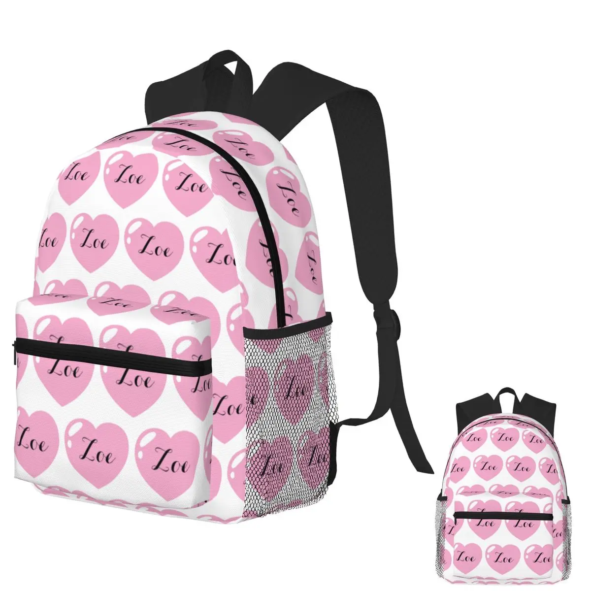 

Zoe Name With Pink Heart Student Backpack School Bag Hiking Travel Daypack for Men Women Fashion Bookbag Shoulder Bags