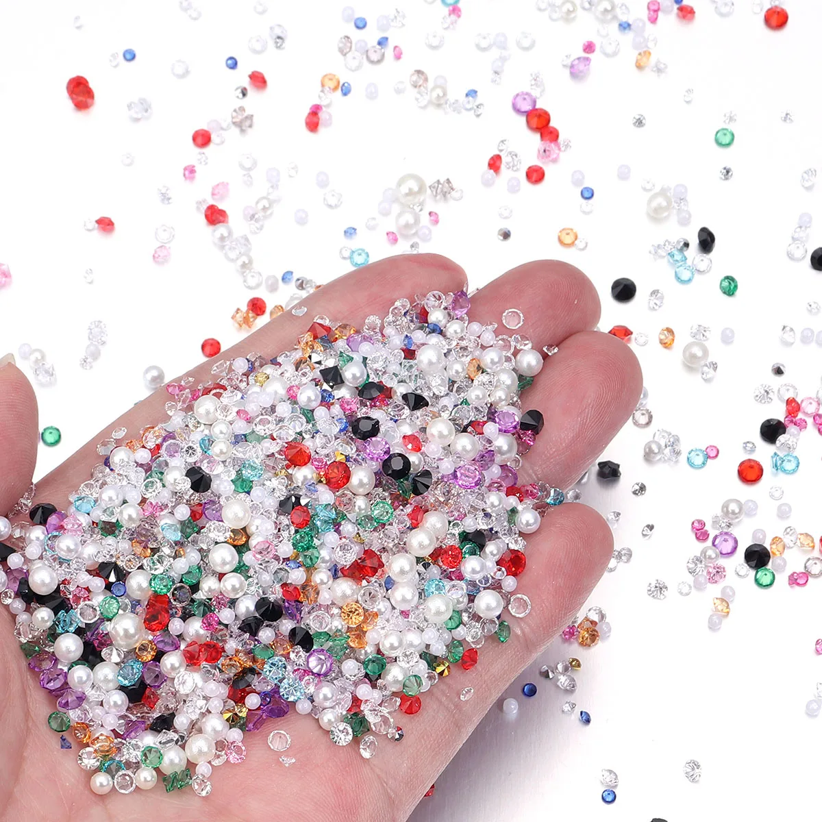 

20g Imitation Pearl Beads Resin Diamond Beads Non Hole Loose Beads for DIY Nail Art Hairpin Decoration Handmade Accessories