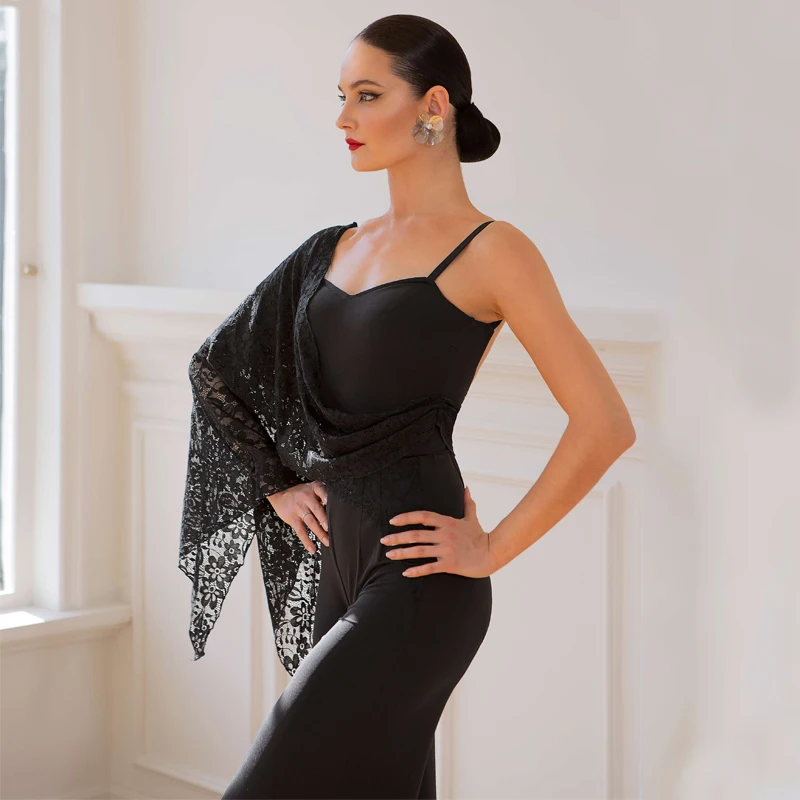 

New Women'S Ballroom Dance Professional Clothes Single Sleeve Latin Top Modern Dancing Pants Latin Dance Costumes SL10241