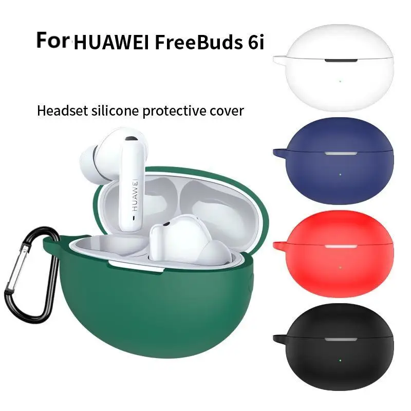 Silicone Protective Case for Huawei FreeBuds 6i 5i Wireless Shockproof Anti-Scratch Headphone Protector With Hook Sleeve