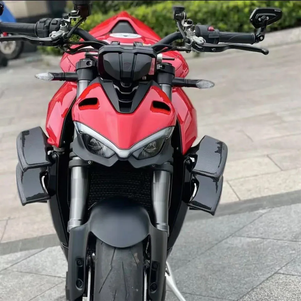 

For DUCATI Streetfighter V4 V4S V4SP 2020-2023 Motorcycle Front Side Spoiler Winglet Aerodynamic Wing ABS Black Spoilers Kit