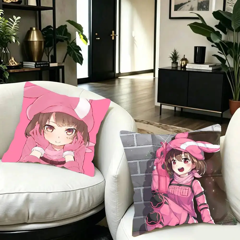 Gun G-Gale Online Anime Pillow Case Fashion Square Pillowcase Bedroom Sofa Room Ins Decoration Leisure