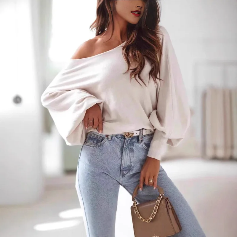 

Новая женская одежда 2026 года: однотонная, с асимметричным вырезом, длинным рукавом, в европейском и американском стиле, комфортная, для Amazon и независимых магазинов.