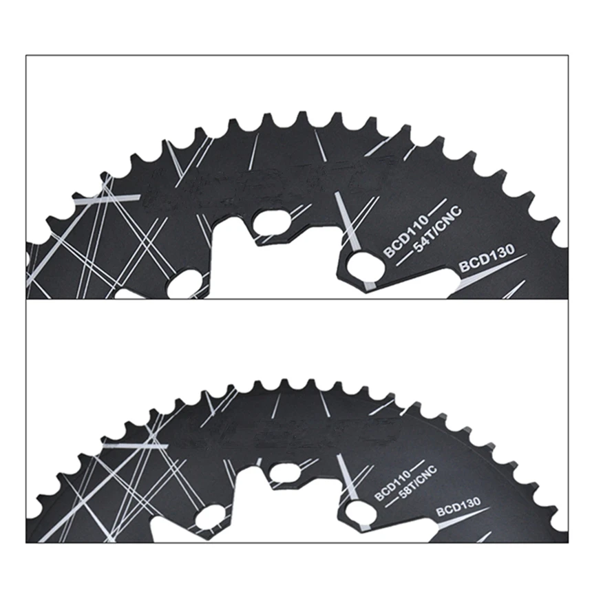 54T Oval Doppel-BCD 110&130MM Kettenblatt für Faltrad 56 58T Kurbelgarnitur Fahrrad-Kettenrad – Detail 3
