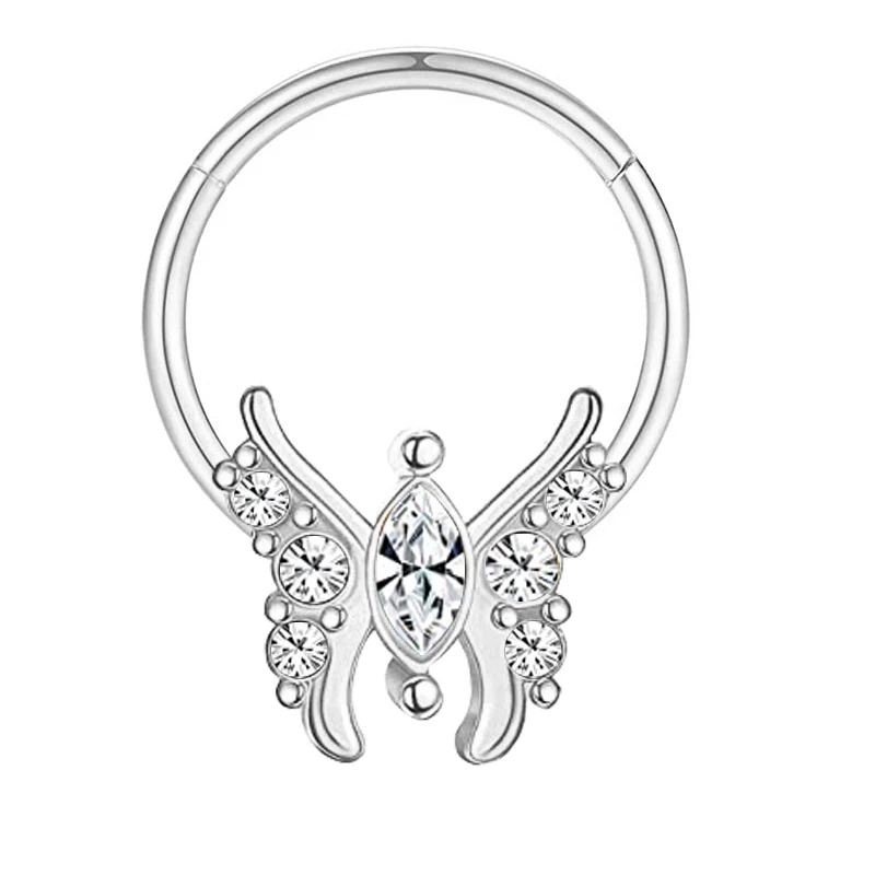 16G Butterfly Nose Ring Septum Clicker Piercings Bee Septum Hoop Jewelry Small Cartilage Tragus Helix Earring Stainless Steel