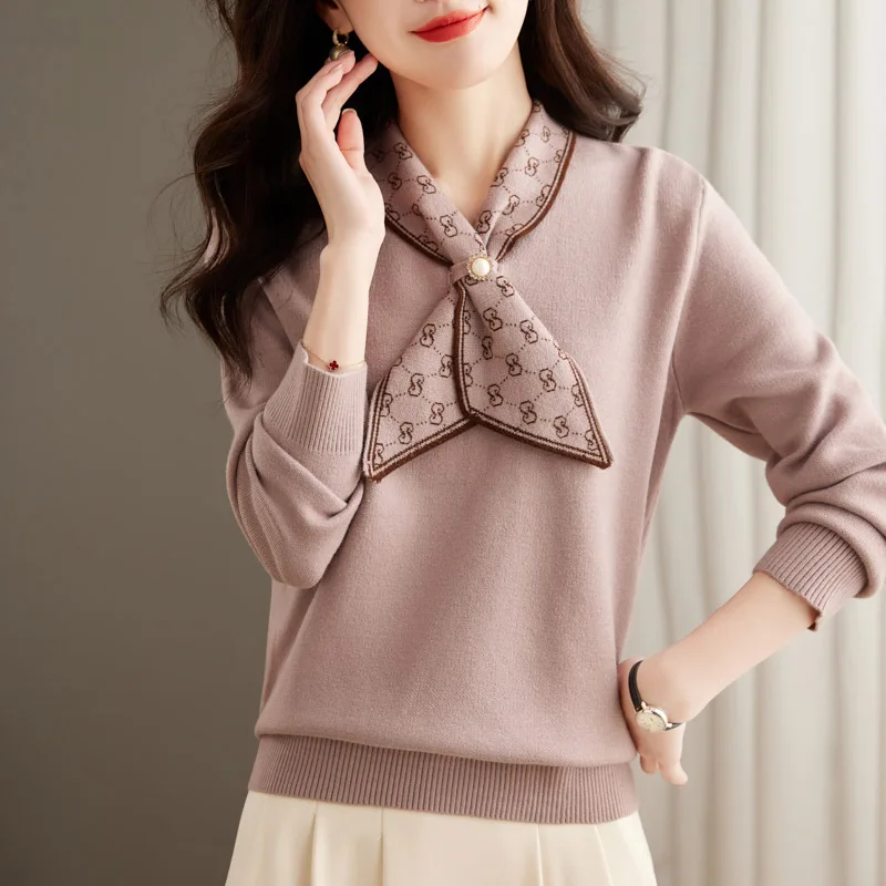 Women Clothes Spring New Soft Casual All-match Sweaters Office Lady Elegant Fashion Loose Knitted Pullovers Simple Chic Tops