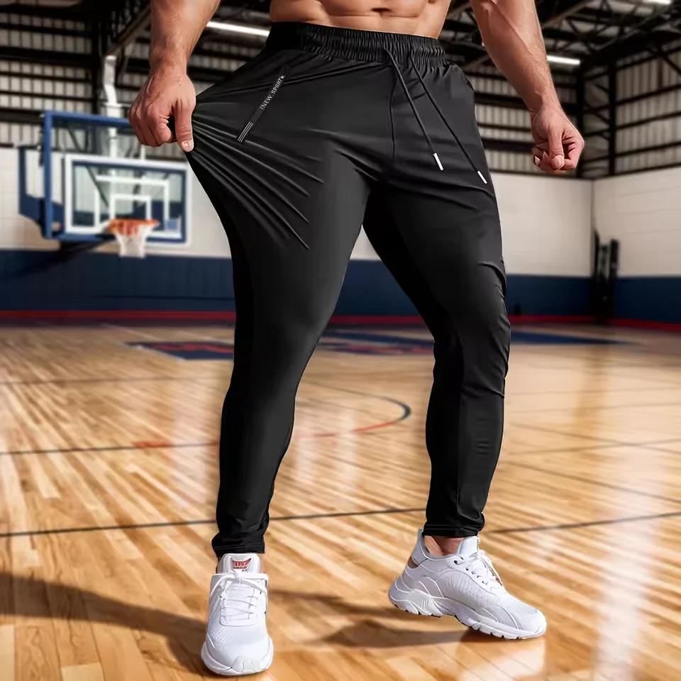 

Lightweight L-7XL Men Casual Pants Breathable Quick Dry Summer Sports Trousers Drawstring Zippered Pockets Fitness Gym Yoga Pant