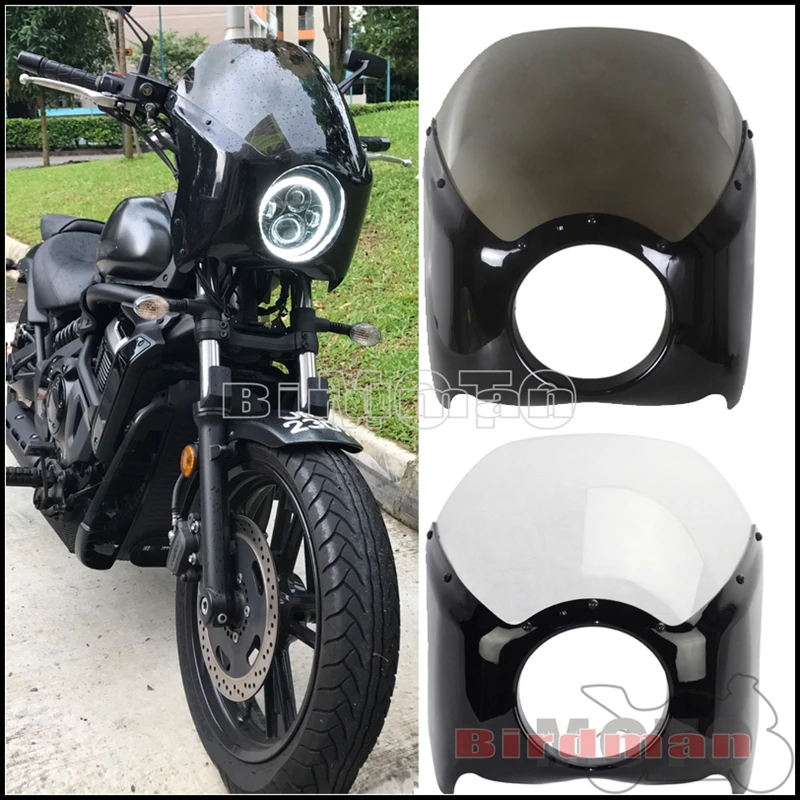 5.75 inch Motorcycle Headlight Fairing Cafe Racer Headlamp Mask Cover Windshield For Harley Dyna Softail Sportster 883 1200