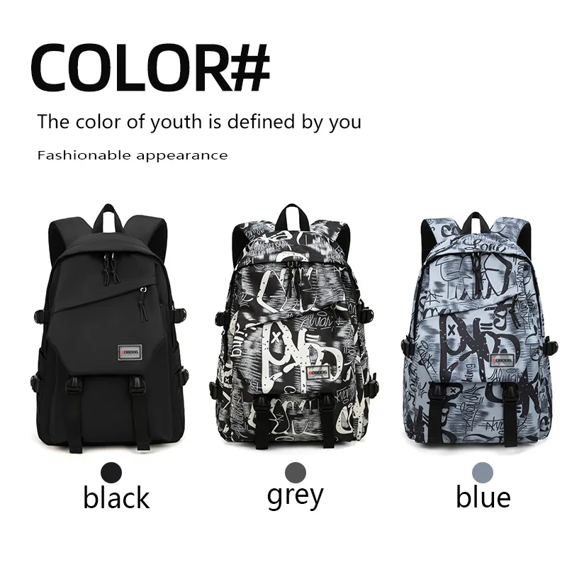 2024 New Casual Backpack Versatile Graffiti Student Backpack Men\'s and Women\'s Fashionable Trendy Casual Backpack