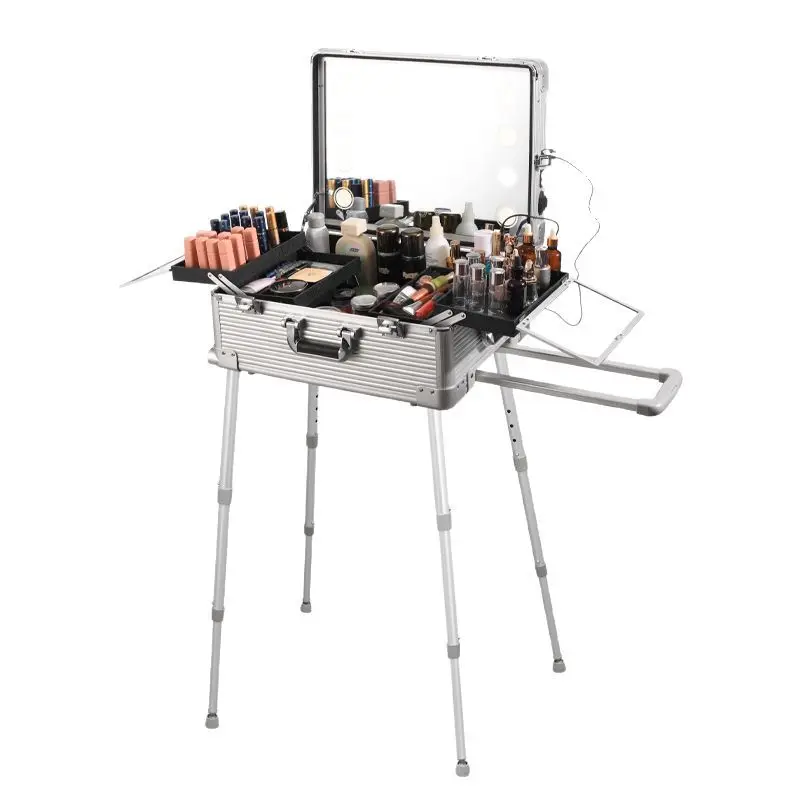 Lamp makeup artist special follow-up case tempered glass mirror trolley case portable
