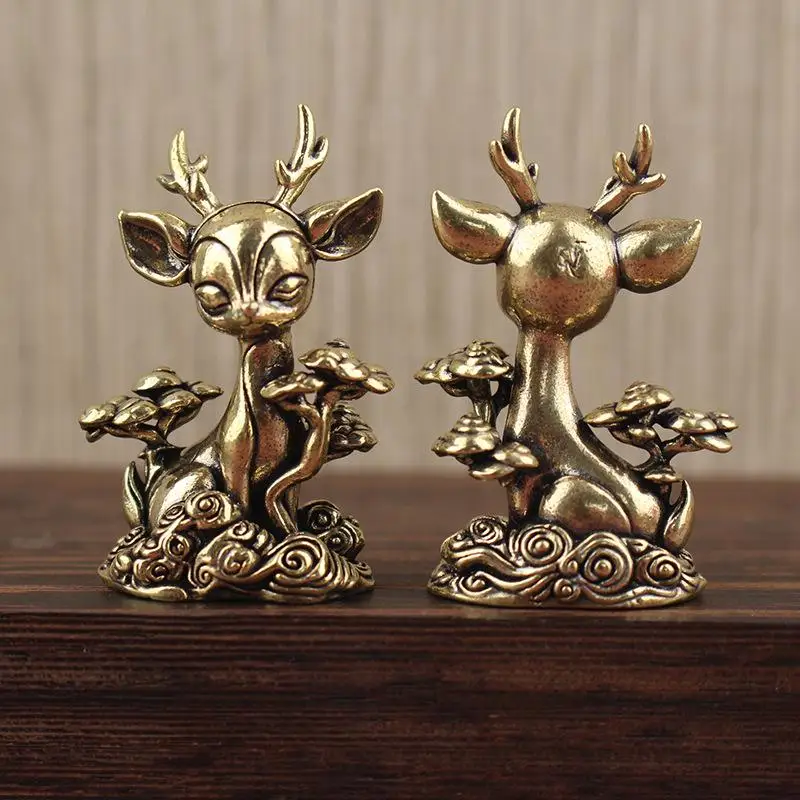 Hirschfigur aus Messing, exquisites Mini-Teetier-Ornament, kreatives kleines Dekor für Büro, Schreibtisch, Zuhause, Geschenk. – Detail 10