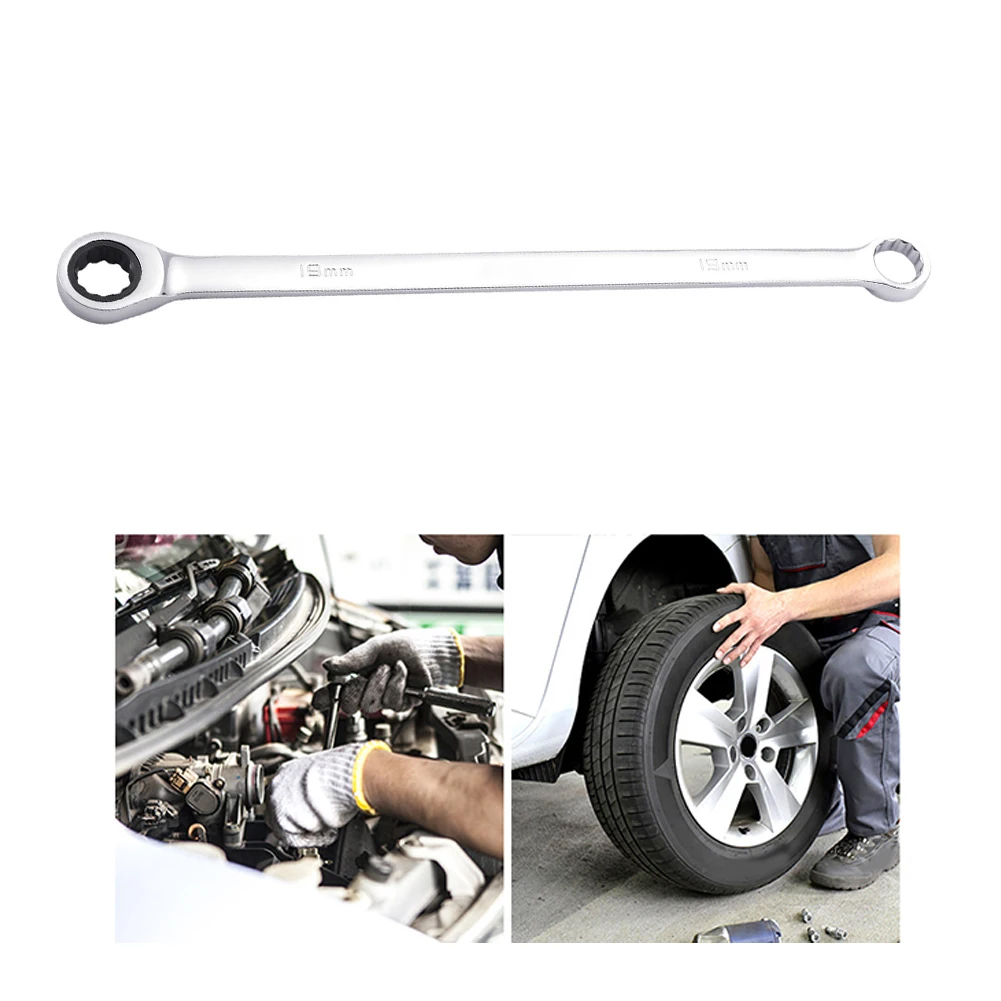Extra Long Ratchet Wrench 72 Tooth Dual Head 12 Point for Automotive Repair and Industrial Mechanical Applications
