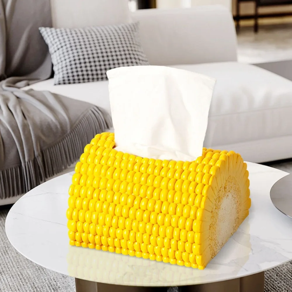 

Home Decoration Resin Corn Tissue Box Non-slip Base Lifelike Tissue Holder Durable Yellow/purple Paper Drawer Kitchen