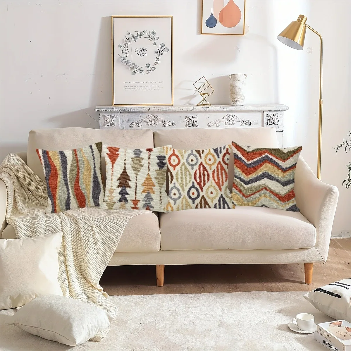 Modern fashion simple geometric pattern printing pillowcase living room sofa cushion cover bedroom room home decoration