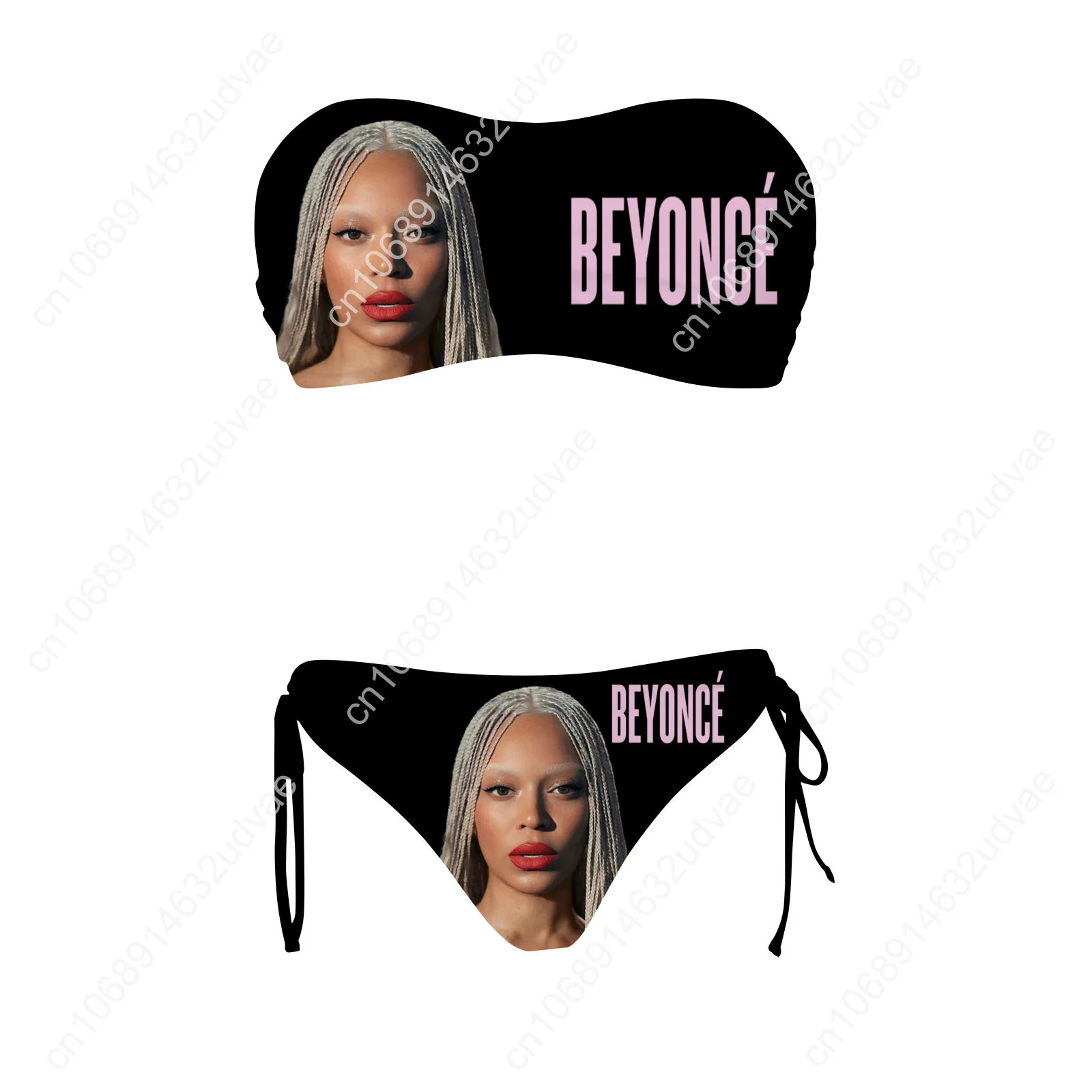 Beyoncé Swimsuit Womens Drawstring Two Piece Set Bathing Suits Personalized Swimwear Pool Party Bikini Customize Beachwear