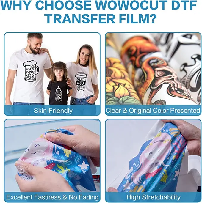 WOWOCUT-película DTF PET A4 para camisetas, cabezal de impresión DTF, papel de tinta de sublimación, R1390, L1800, DX5, L805, 30 Uds.