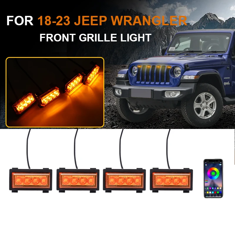 

Front Grille Lights FOR 18-23 JEEP WRANGLER Original Factory Grille, Exterior Grill Lamp decorative light daytime running light