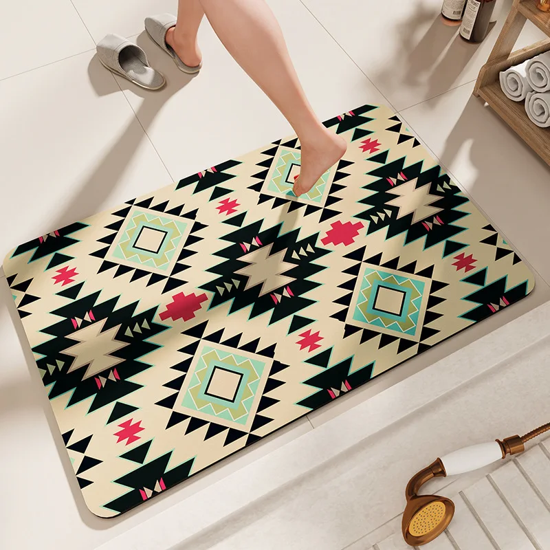 

Boho Bath Mat SoftNon-Slip Quick Dry Bath Rugs Washable Shower Floor Mats with Super Water Absorbent Layer & Rubber Backing