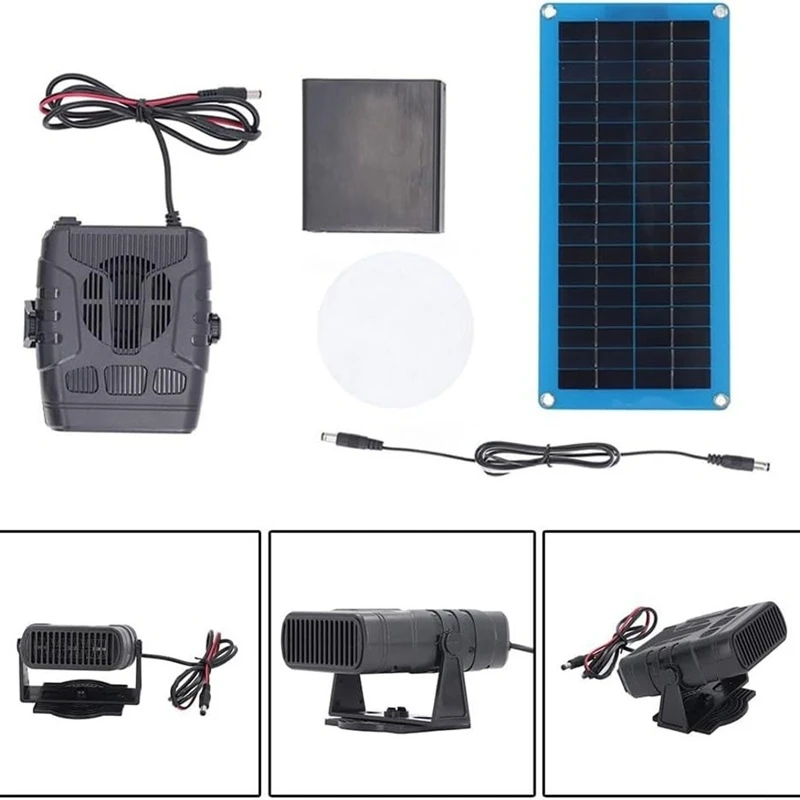 ¡CALIENTE! Calentador eléctrico de invierno con Panel Solar DC 12V 30W, ventilador de calefacción y secado, calentador de coche para exteriores