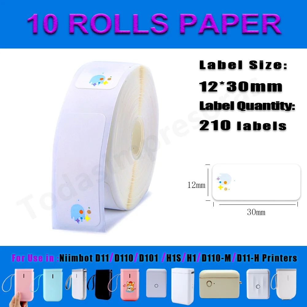 Niimbot D110 D11 Portable Mini Thermal Printer Thermal Label 12-15mm White Waterproof Label Paper Anti-Oil Tag Sticker Tag price