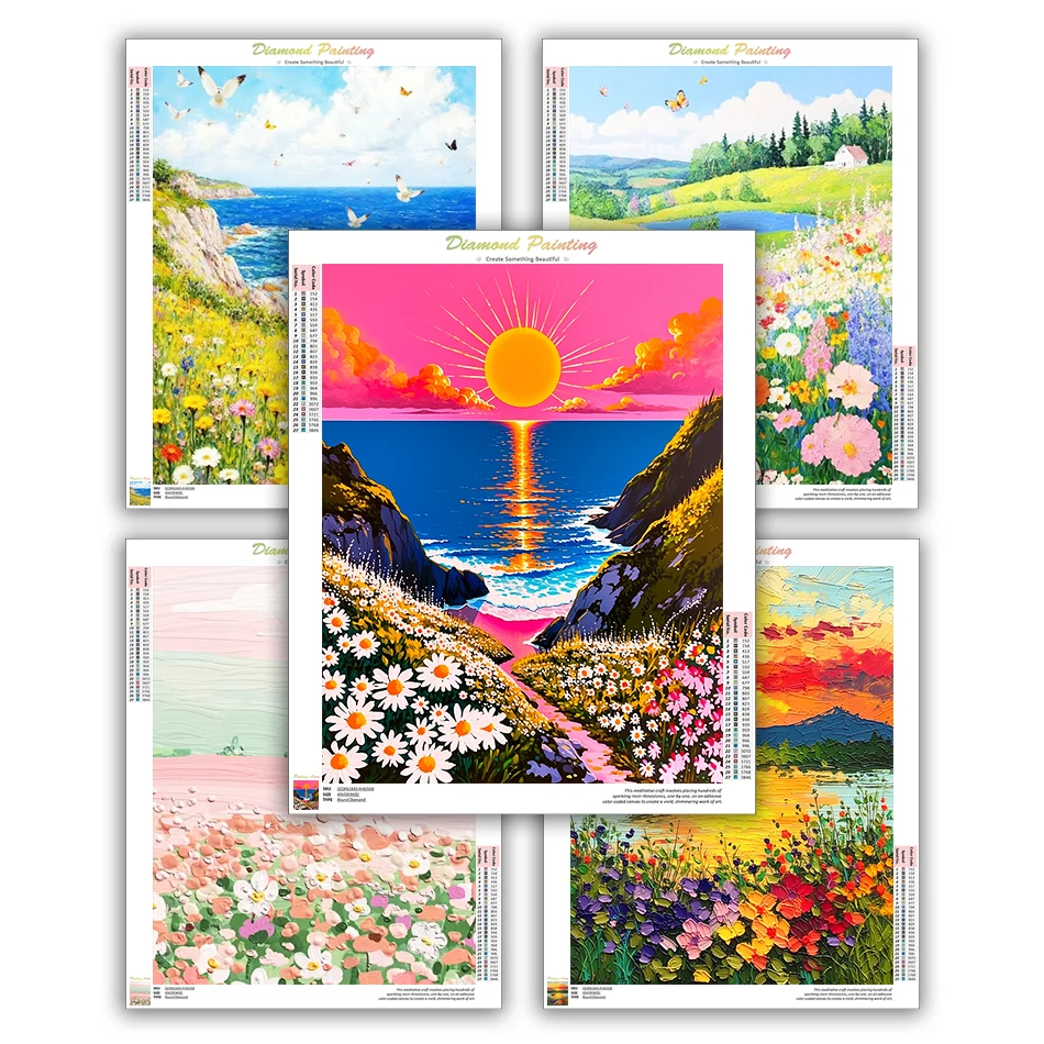 

CHENISTORY 5D Diamond Painting Flower Full Square/Round Drill landscape Rhinestones Diamond Mosaic Diamond Art Accessories Gifts