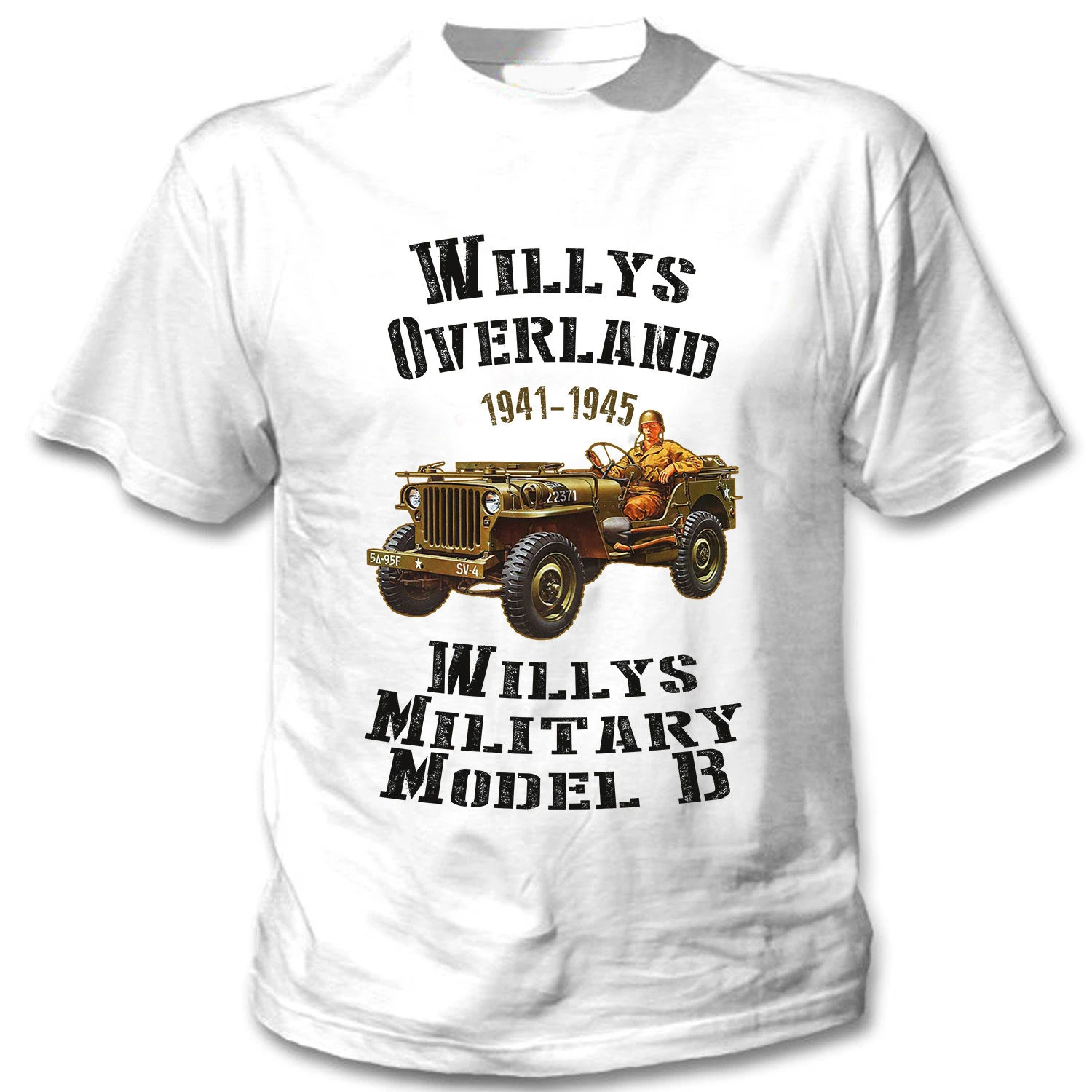 WWII US Army Willy Model B Military Vehicle Printed T Shirt. Short Sleeve 100% Cotton Casual T-shirts Loose Top Size S-3XL