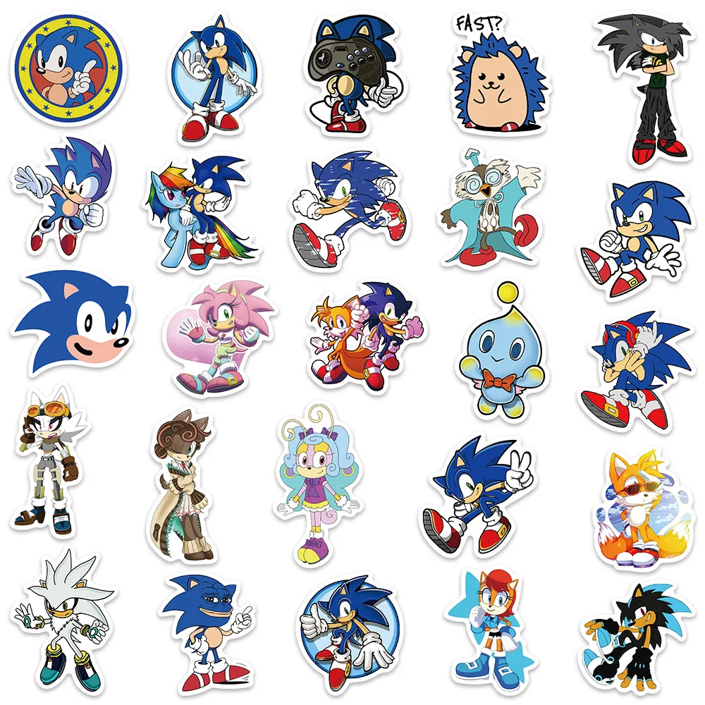 50Pcs/Set Cartoon Sonic Stickers Hedgehog Anime Toys Cartoon Graffiti Sticker for Water Bottle Laptop Luggage