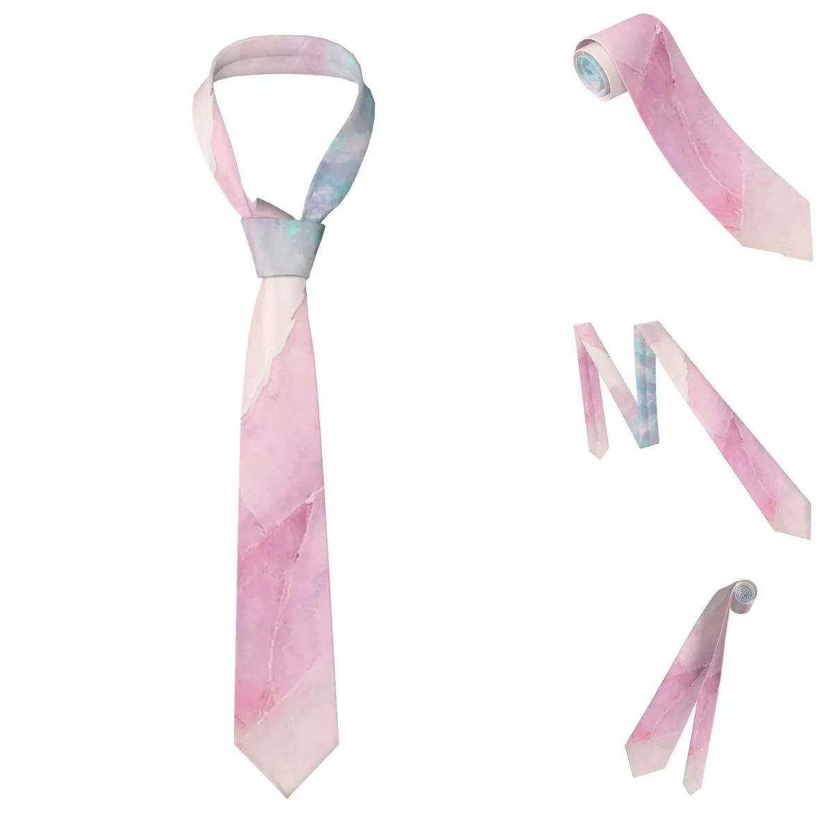 Iridescent Marble Necktie for Men Silk Polyester Slim Neck Ties Wedding Accessories Tie Classic Gravatas