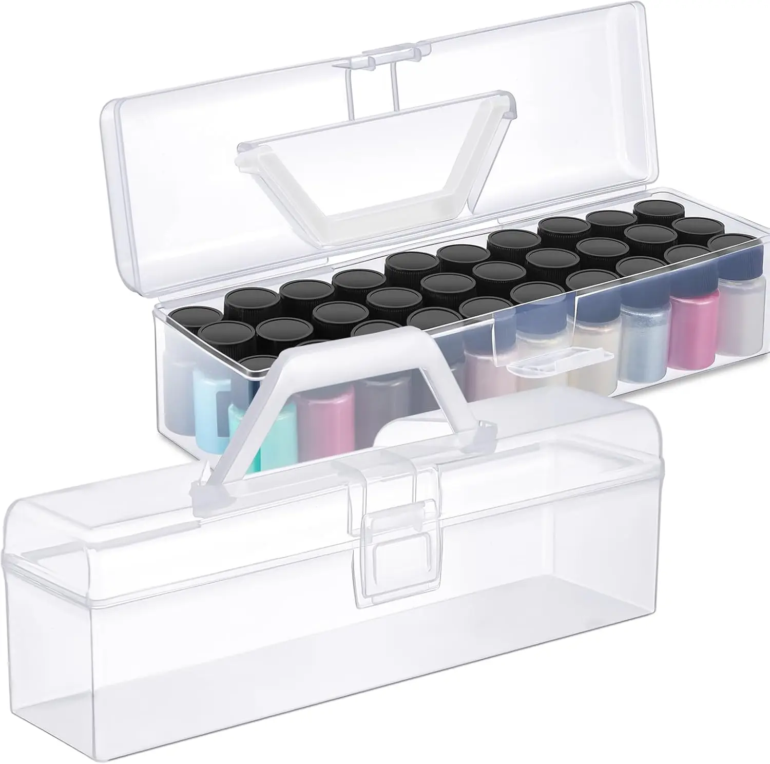 

Acrylic Paint Organizer Mica Powder Storage Case Holds 30 Bottles for Model Paints, Nail Polish & Craft Supplies