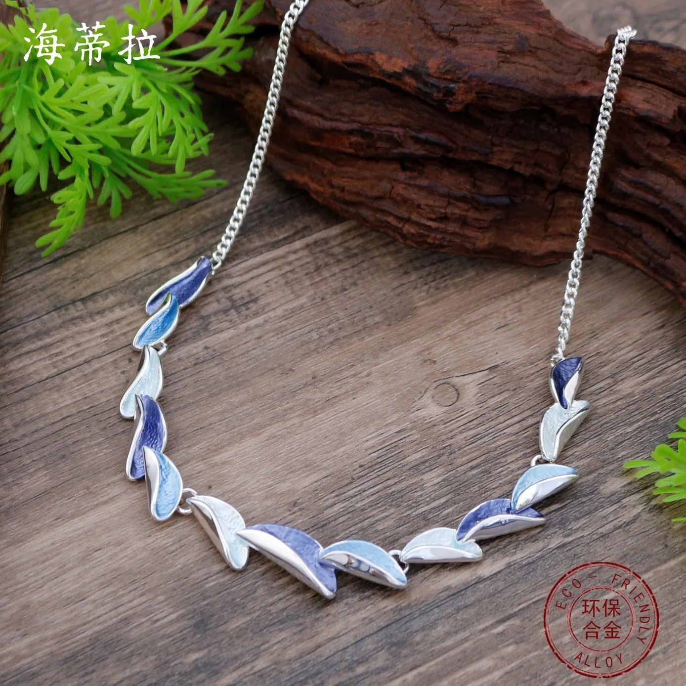 DIY accessories enamel color geometric wave necklace women's creative high sense irregular wave splicing neck chain